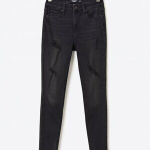 Hollister Womens Jean Leggings Size 28x28 Curvy High Rise Black Distressed Skinn